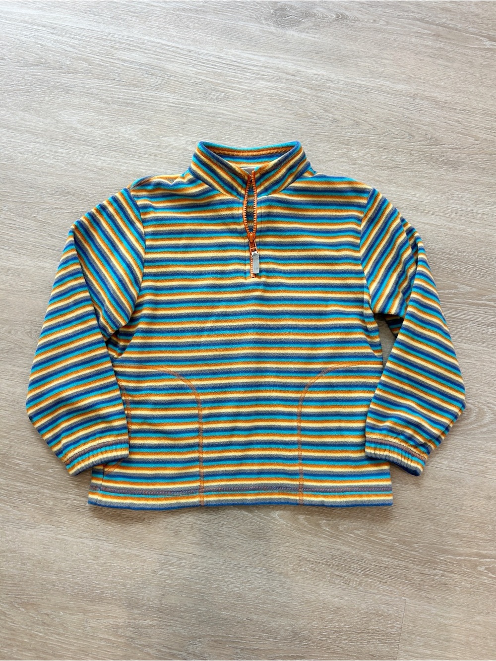 Hanna Andersson Colorful Striped Fleece Quarter Zip Kids 6-7 Years size 120